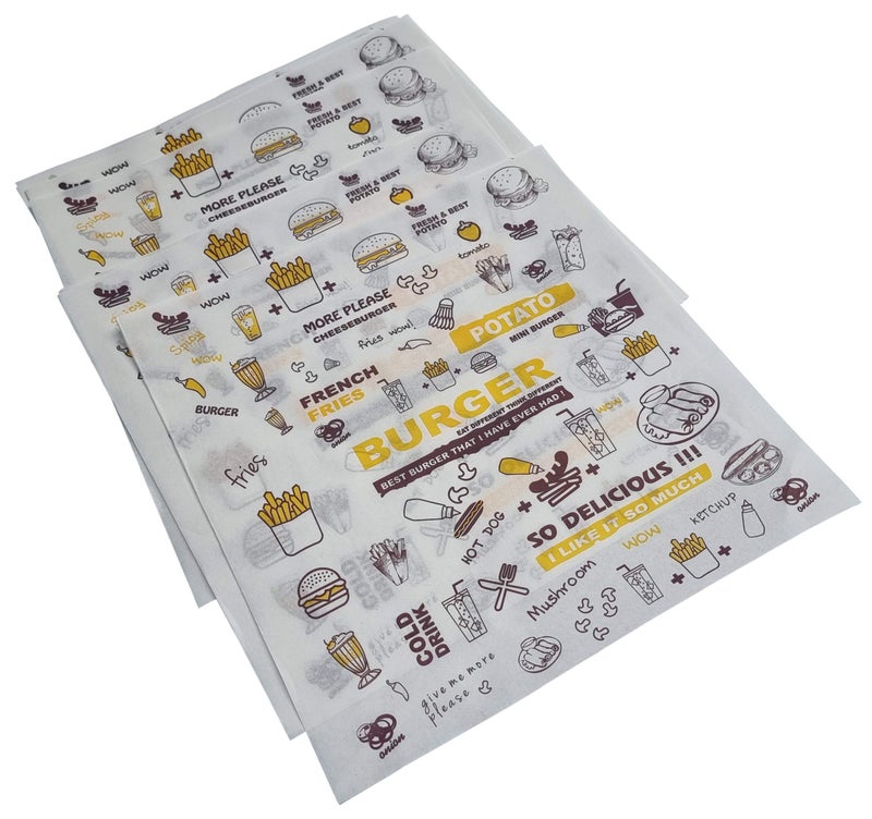 Inditradition Multipurpose Food Wrapping Paper (Pack of 250 Sheets, 11 x 12) - Junk Food Print - Image 2
