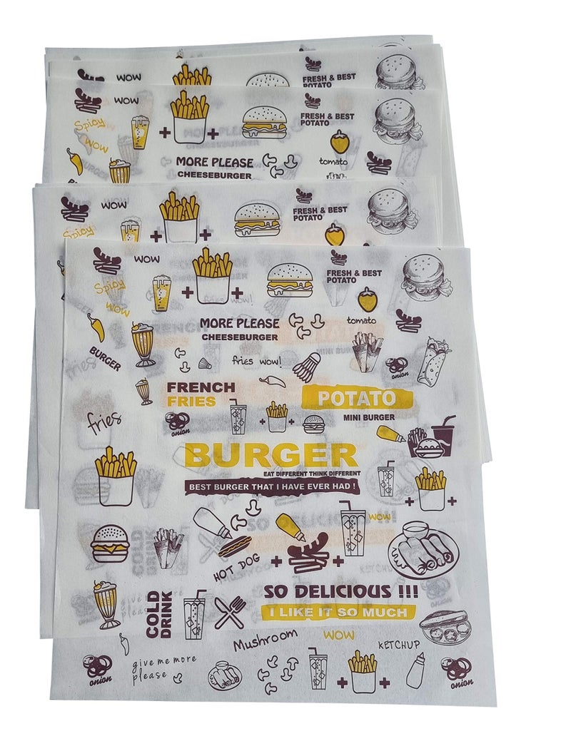 Inditradition Multipurpose Food Wrapping Paper (Pack of 250 Sheets, 11 x 12) - Junk Food Print - Image 3