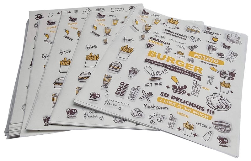 Inditradition Multipurpose Food Wrapping Paper (Pack of 250 Sheets, 11 x 12) - Junk Food Print - Image 4