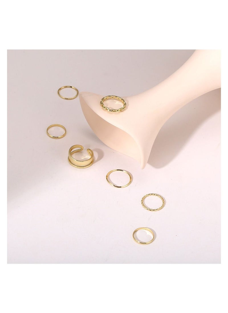 NIBEMINENT Gold Knuckle Ring Set Women Girls Snake Chain Stacking Ring Vintage Boho Midi Ring Sizes Mixed  - Image 4