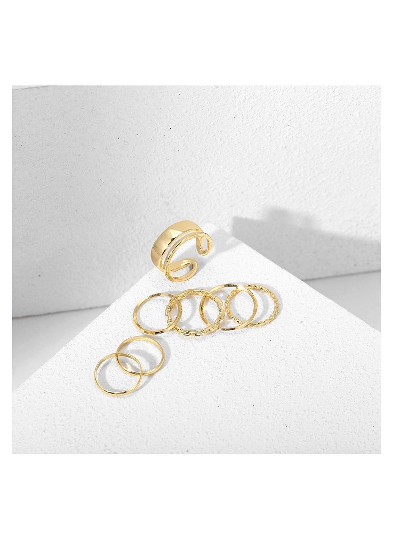 NIBEMINENT Gold Knuckle Ring Set Women Girls Snake Chain Stacking Ring Vintage Boho Midi Ring Sizes Mixed  - Image 5