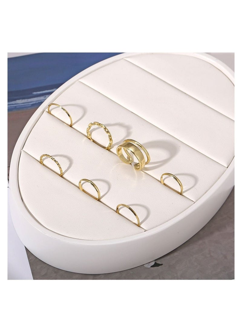 NIBEMINENT Gold Knuckle Ring Set Women Girls Snake Chain Stacking Ring Vintage Boho Midi Ring Sizes Mixed  - Image 2