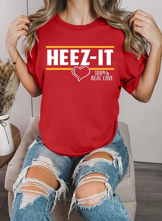 PICKID Valentines Couples Matching Shirts Love Heart Graphic T-Shirt Valentine Tee Tops for Husband Wife, E-women Red, L - Image 2