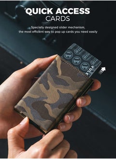 VULKIT Pop Up Wallet for Men, Credit Card Holder Minimalist Slim Bifold Wallets RFID Blocking with Gift Box Desert Camouflage  - Image 5
