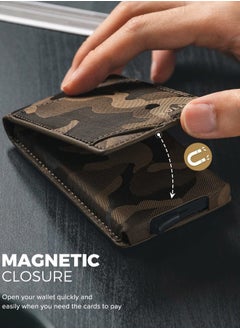 VULKIT Pop Up Wallet for Men, Credit Card Holder Minimalist Slim Bifold Wallets RFID Blocking with Gift Box Desert Camouflage  - Image 3