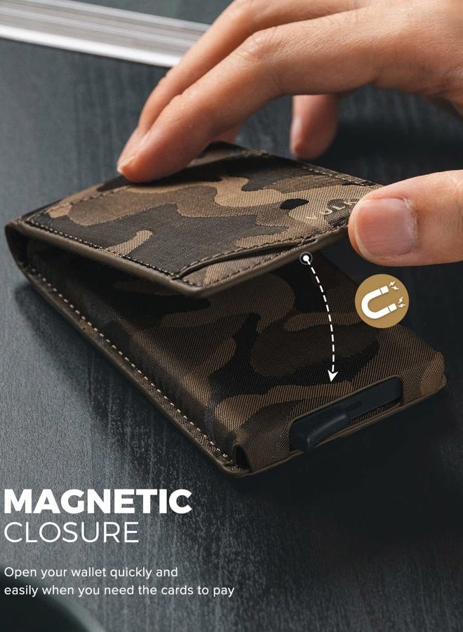 VULKIT Pop Up Wallet for Men, Credit Card Holder Minimalist Slim Bifold Wallets RFID Blocking with Gift Box Desert Camouflage - Image 3
