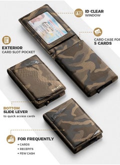 VULKIT Pop Up Wallet for Men, Credit Card Holder Minimalist Slim Bifold Wallets RFID Blocking with Gift Box Desert Camouflage  - Image 2