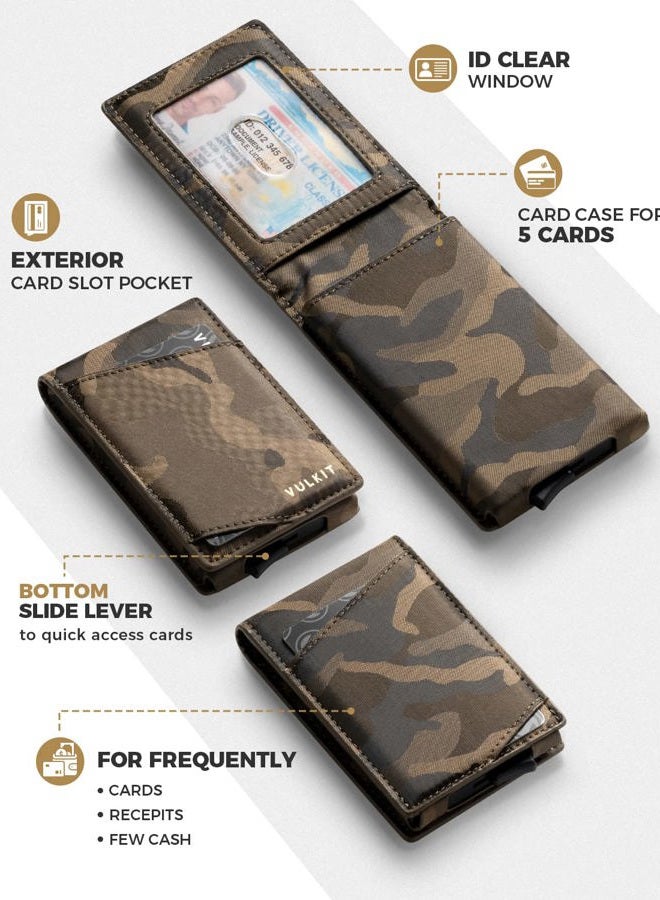 VULKIT Pop Up Wallet for Men, Credit Card Holder Minimalist Slim Bifold Wallets RFID Blocking with Gift Box Desert Camouflage - Image 2