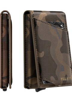 VULKIT Pop Up Wallet for Men, Credit Card Holder Minimalist Slim Bifold Wallets RFID Blocking with Gift Box Desert Camouflage  - Image 1