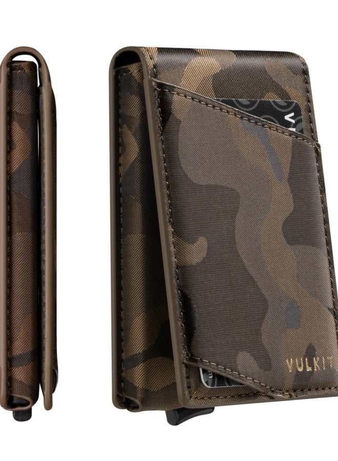 VULKIT Pop Up Wallet for Men, Credit Card Holder Minimalist Slim Bifold Wallets RFID Blocking with Gift Box Desert Camouflage - Image 1