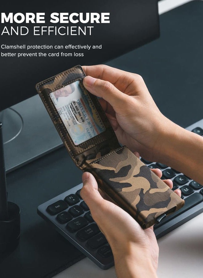 VULKIT Pop Up Wallet for Men, Credit Card Holder Minimalist Slim Bifold Wallets RFID Blocking with Gift Box Desert Camouflage - Image 4