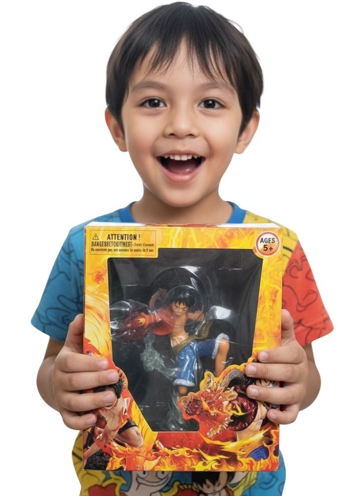 بريميم مجسم شخصية أنمي مع تأثيرات نارية ووضعية قتالية، لعبة نموذجية قابلة للتجميع - Image 2