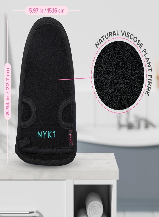 NYK1 Dead Skin Exfoliating Glove Deep Pore Exfoliating Body Scrubber (Black, Large) Plant Fibre Exfoliating Gloves for Shower, Scrub Away Dirt and Dead Skin Cells to Visibly Smooth and Brighten Your Skin - Image 4