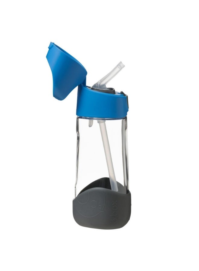B.Box Big Kids Tritan™ Drink Bottle with Straw | Leakproof Push Button Lid | Ergonomic Triangle Grip for Preschool & Young Kids | BPA-Free Reusable Water Bottle | 450ml-Blue Slate - Image 1