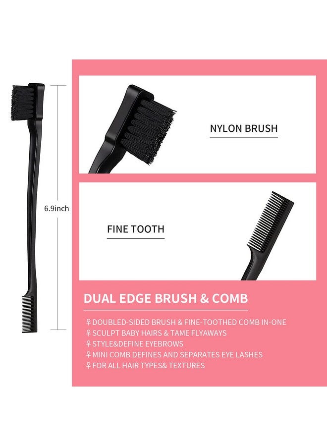 جويبل مجموعة أمشاط مكونة من 3 قطع للتصفيف، وتمشيط الحواف والخلف - أمشاط ذيل الفأر والحافة لتصفيف شعر النساء (أسود) - Image 2