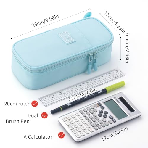 CICIMELON Durable Pencil Case Big Storage Pen Pouch Bag for School Supplies Office College Teen Adults, Light Blue - Image 4