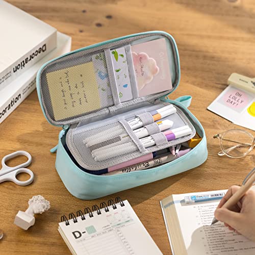 CICIMELON Durable Pencil Case Big Storage Pen Pouch Bag for School Supplies Office College Teen Adults, Light Blue - Image 2