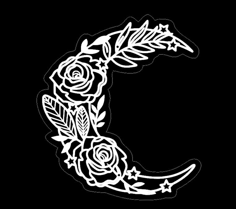 MAKTEM Moon Flower Car Decal Lunar Blossom Vinyl Window Vehicle Dreaming Beautiful Flower Moon Waterproof Weatherproof 1PC White - Image 1