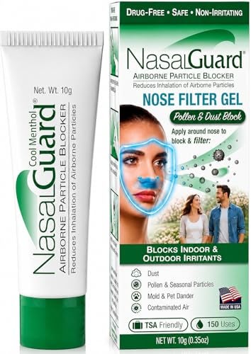 NasalGuard Airborne Particle Blocker Gel Filters Helps Block Pollen Dust Irritants Indoor Outdoor Use Travel Work DrugFree AlcoholFree 150 Uses Cool Menthol 10g - Image 1