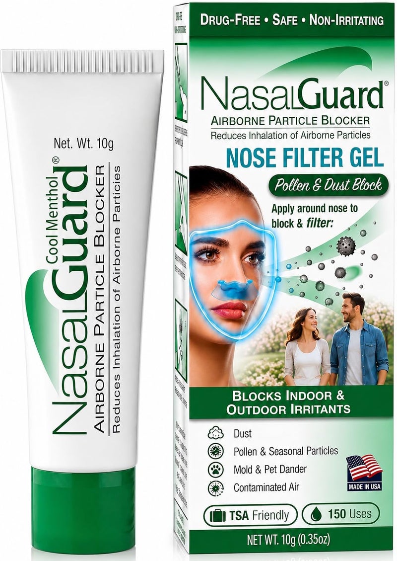 NasalGuard Airborne Particle Blocker Gel Filters Helps Block Pollen Dust Irritants Indoor Outdoor Use Travel Work DrugFree AlcoholFree 150 Uses Cool Menthol 10g - Image 2