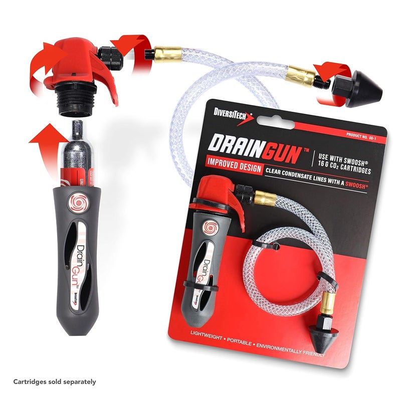 Diversitech GG-1 Drain Gun with Flexible Hose Pipe for A/C Condensate Lines, Air Conditioner Cleaner, Clears HVAC Clogs, Charcoal Grey, No Cartridges Included - Image 3