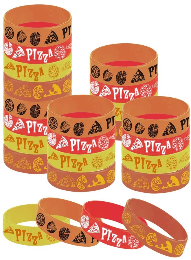 PIBIPAID 48 Pcs Pizza Rubber Bracelets Silicone Wristbands,Pizza Birthday Baby Shower Party Favors Supplies Decorations Favors - Image 2