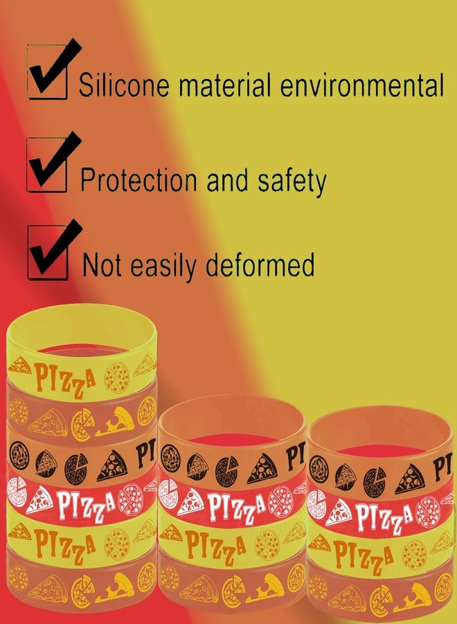 PIBIPAID 48 Pcs Pizza Rubber Bracelets Silicone Wristbands,Pizza Birthday Baby Shower Party Favors Supplies Decorations Favors - Image 5