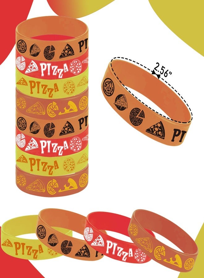 PIBIPAID 48 Pcs Pizza Rubber Bracelets Silicone Wristbands,Pizza Birthday Baby Shower Party Favors Supplies Decorations Favors - Image 4