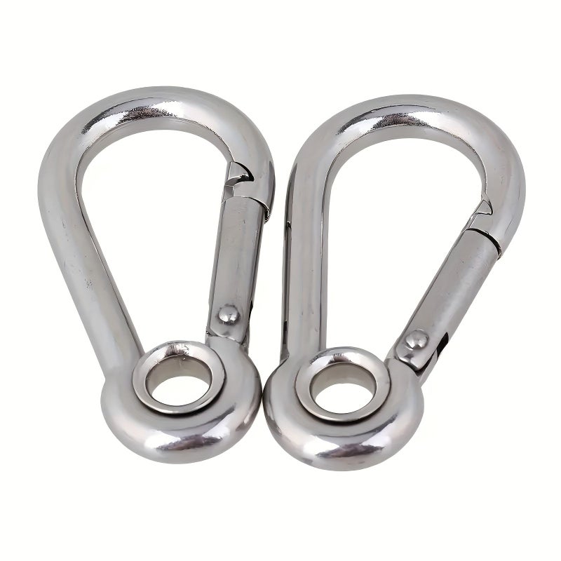 4pcs Silvery Heavy Duty Stainless Steel Snap Hooks with M5 Eye Rings Quick Connectors - Image 3
