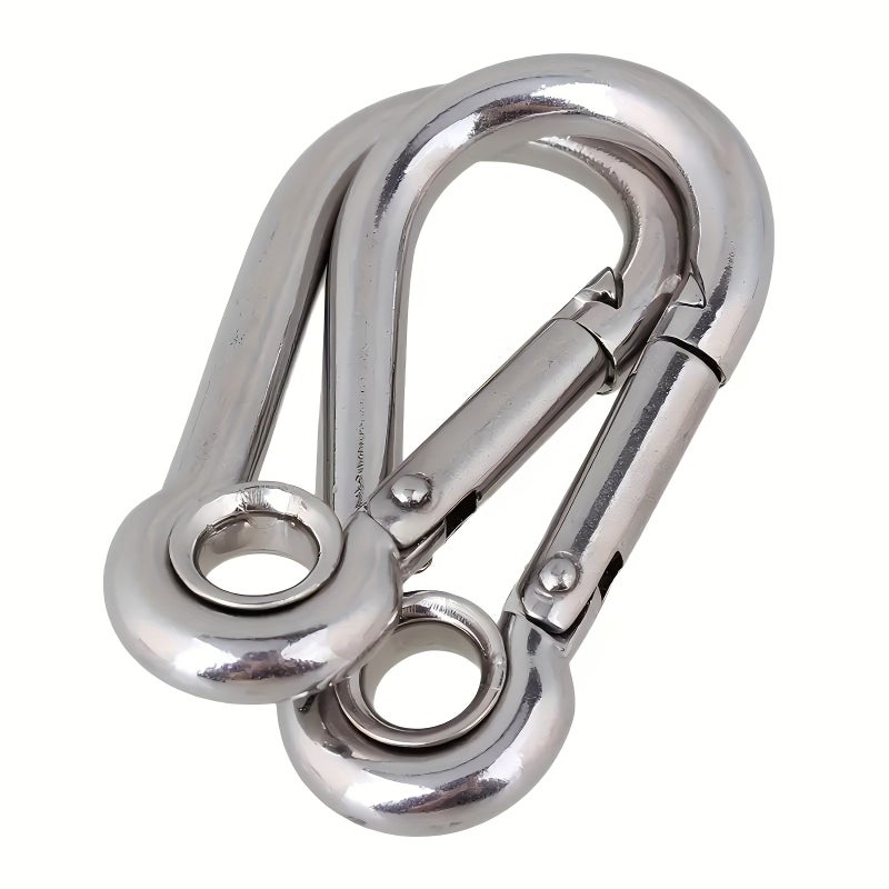 4pcs Silvery Heavy Duty Stainless Steel Snap Hooks with M5 Eye Rings Quick Connectors - Image 4
