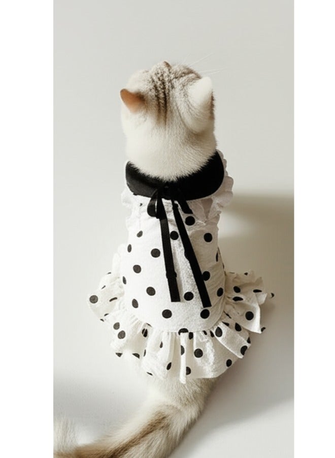 A.M Suitable for Dress Pet Dog Dress Cat Dress Dog Dress Summer Black and Whit - Image 1