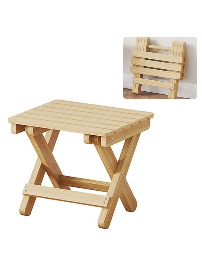 Wooden Folding Step Stool - 12 Inch Wooden Shower Bench Stool Spa Bath Seat Chairs for Shower, Leg Shaving and Foot Rest - Image 1