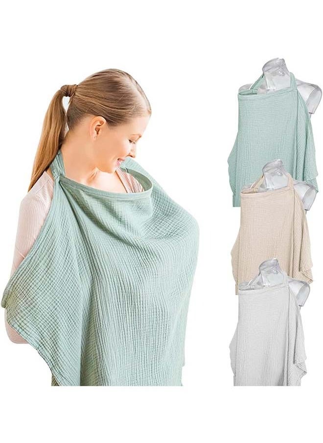 L&E Muslin Nursing Cover for Baby Breastfeeding, Marsheepy 100% Cotton Breathable Breastfeeding Cover with Wire Hoop,Breast Feeding Cover for Mom Nursing Apron,Multi-use Carseat Canopy  - Image 1