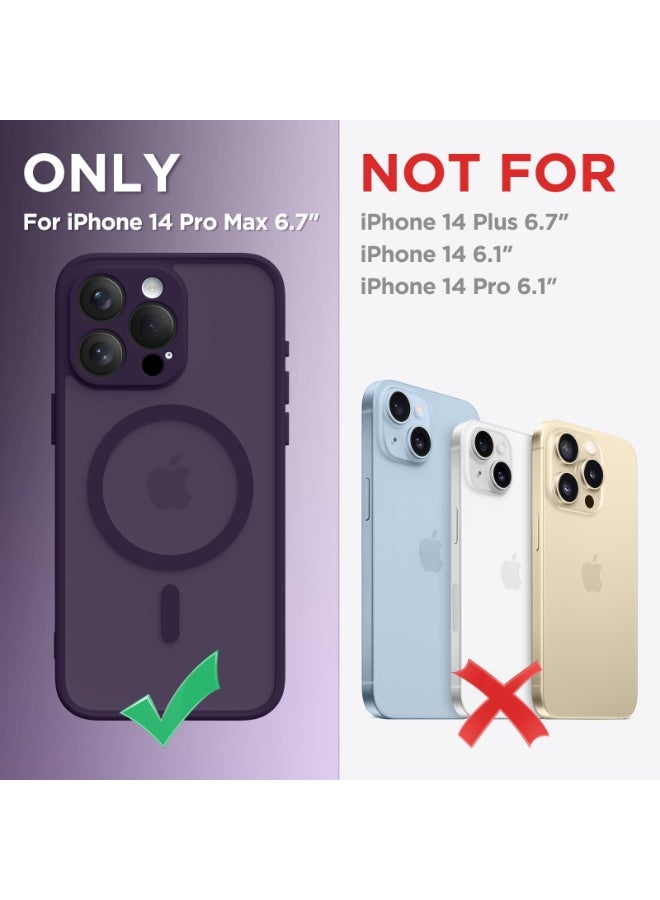 كبرارو جراب مغناطيسي لهاتف iPhone 14 Pro Max، [متوافق مع MagSafe] [حماية كاملة للكاميرا] جراب هاتف شفاف غير لامع رفيع مقاوم للصدمات لهاتف iPhone 14 Pro Max 6.7 بوصة، أرجواني غامق - Image 2