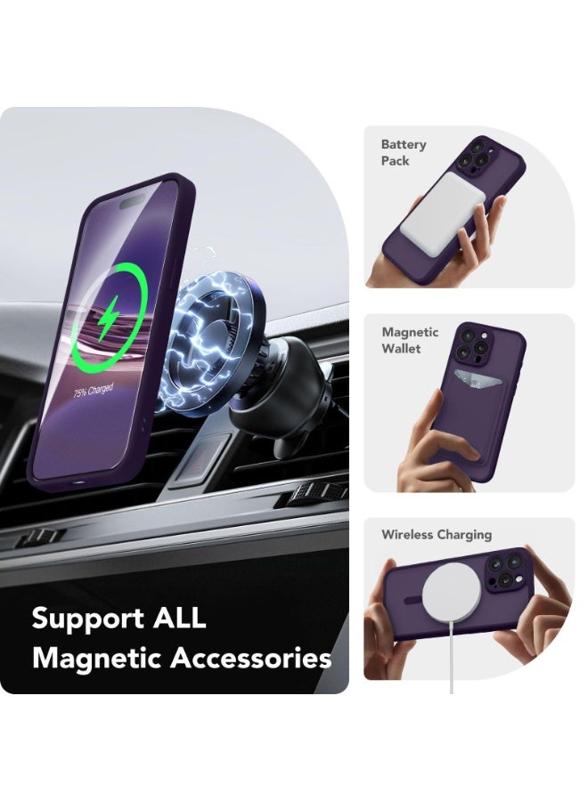 كبرارو جراب مغناطيسي لهاتف iPhone 14 Pro Max، [متوافق مع MagSafe] [حماية كاملة للكاميرا] جراب هاتف شفاف غير لامع رفيع مقاوم للصدمات لهاتف iPhone 14 Pro Max 6.7 بوصة، أرجواني غامق - Image 3