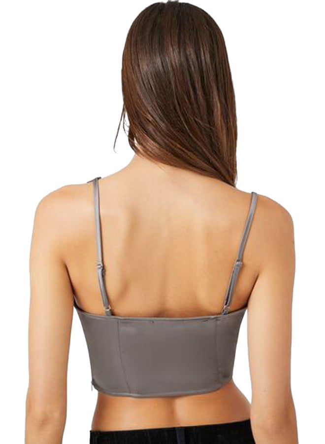 FOREVER 21 Satin One-Shoulder Bustier Crop Top - Image 4