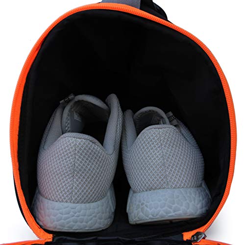 Sfane Gym Bags for Men with Separate Shoe Compartment Sports Gym Bag for Women Duffle Bags for Gym, Duffel Bags Sports Bag - Black & Orange - Image 2