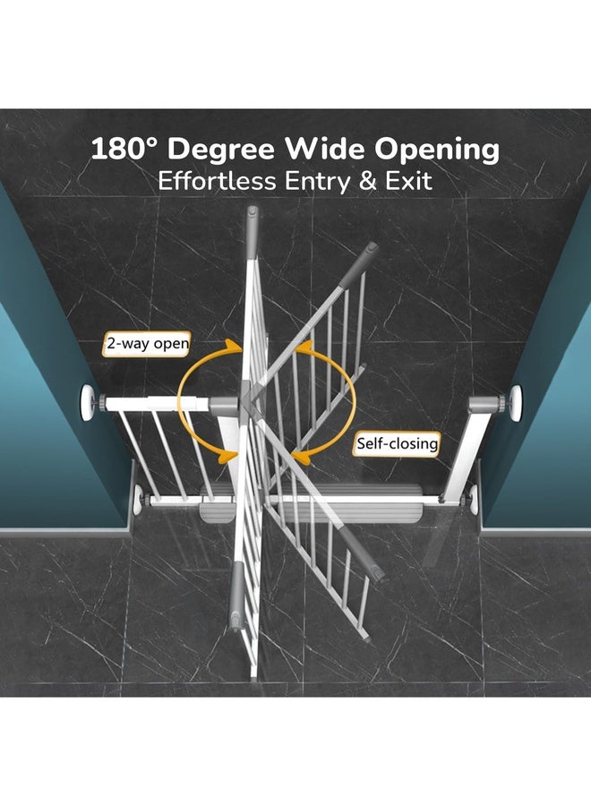R for Rabbit Safe Guard Baby Safety Gate for Kids Auto Close Double Lock System for Toddler Security Door, Child Protection Barricade for Staircase, Kitchen, House & Balcony (76-83 cm) | White - Image 2