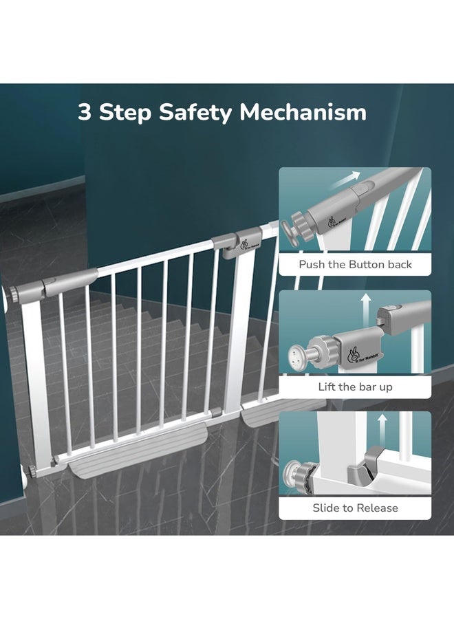 R for Rabbit Safe Guard Baby Safety Gate for Kids Auto Close Double Lock System for Toddler Security Door, Child Protection Barricade for Staircase, Kitchen, House & Balcony (76-83 cm) | White - Image 4