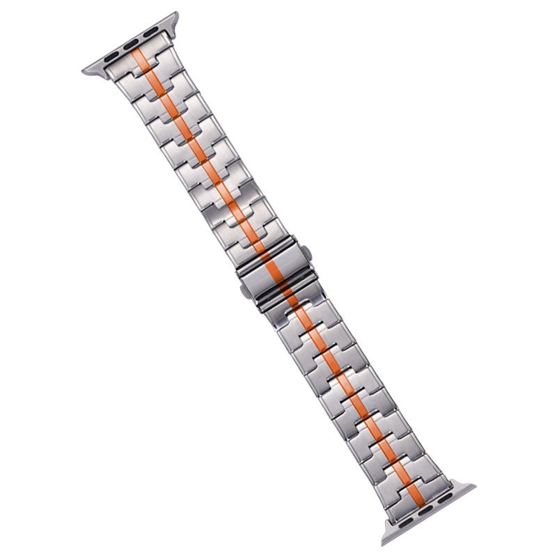 erorex For Apple Watch Series 4 40Mm Stainless Steel Watch Band(Silver Orange) - Image 1