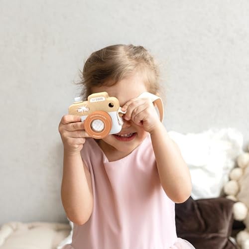 SPEEDY MONKEY My First Wooden Camera Toddler Toy with Kaleidoscope Lens FSC Wood Pretend Play Camera for Kids EarlyLearning Photographed Props for Imaginative Play for Boys and Girls - Image 5
