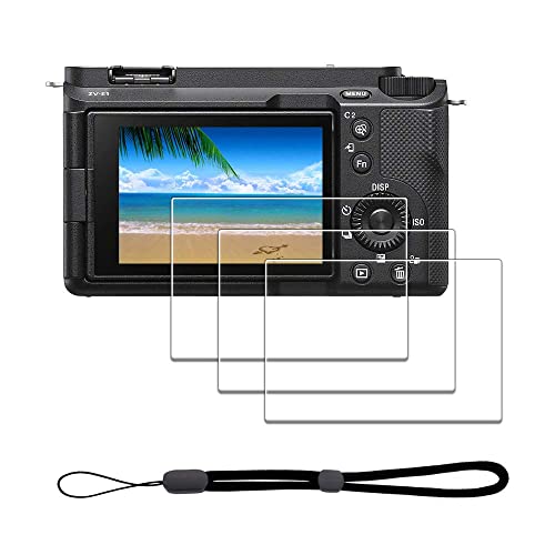 iDaPro Screen Protector for Sony Alpha A6700 A7C II 7C II A7CII / 6700 ZV-E1 ZVE1 Tempered Glass [3Pcs]+Hand Lanyard[1Pcs],9H,Anti-Scrach,Anti-Bubble,Easy Installation - Image 1