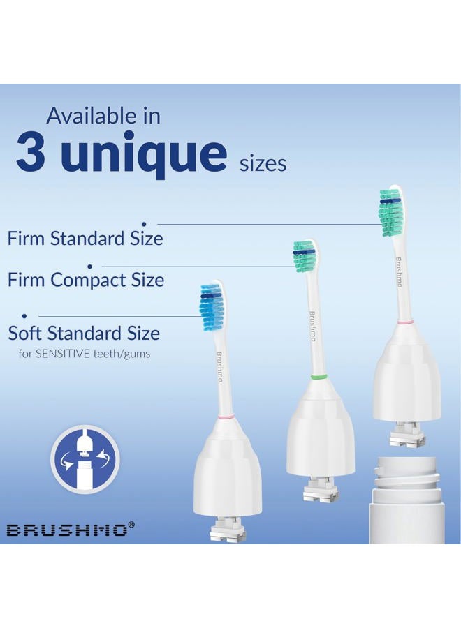 Brushmo e-Series Sensitive Replacement Toothbrush Heads, Compatible with Philips Sonicare Screw-on Electric Toothbrush Handles, 6 Standard Replacement Heads, Ultra Soft Dupont Bristles, BM756, White - Image 3