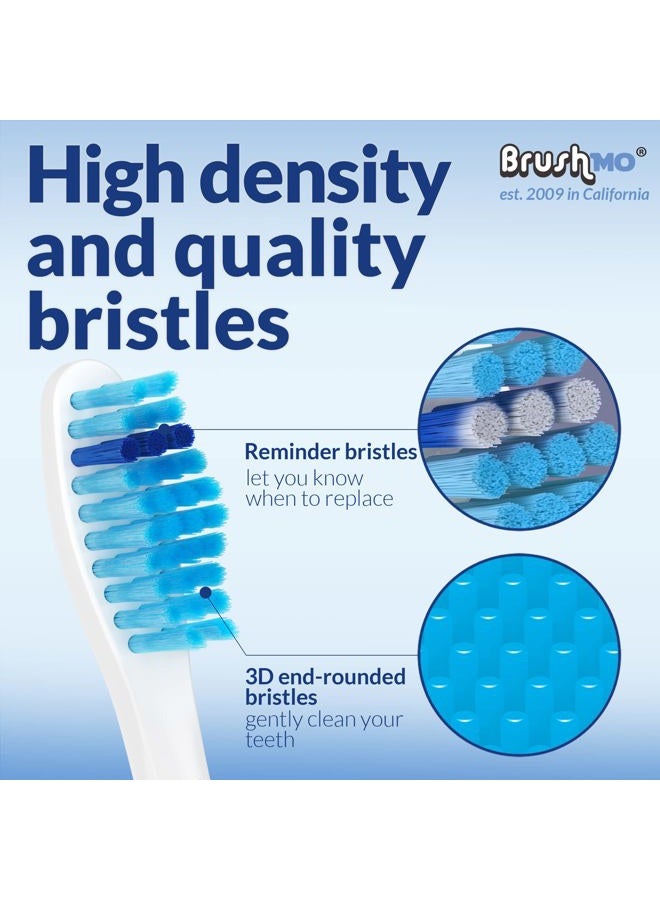 Brushmo e-Series Sensitive Replacement Toothbrush Heads, Compatible with Philips Sonicare Screw-on Electric Toothbrush Handles, 6 Standard Replacement Heads, Ultra Soft Dupont Bristles, BM756, White - Image 5