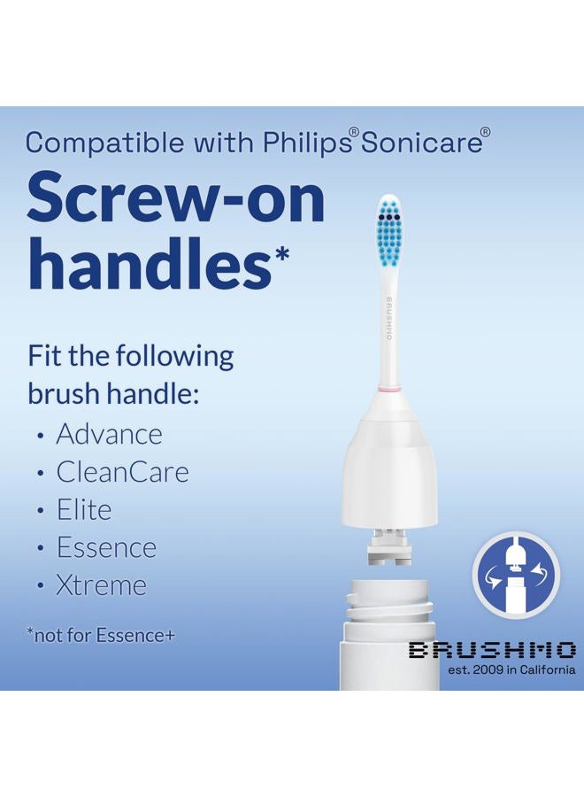 Brushmo e-Series Sensitive Replacement Toothbrush Heads, Compatible with Philips Sonicare Screw-on Electric Toothbrush Handles, 6 Standard Replacement Heads, Ultra Soft Dupont Bristles, BM756, White - Image 2