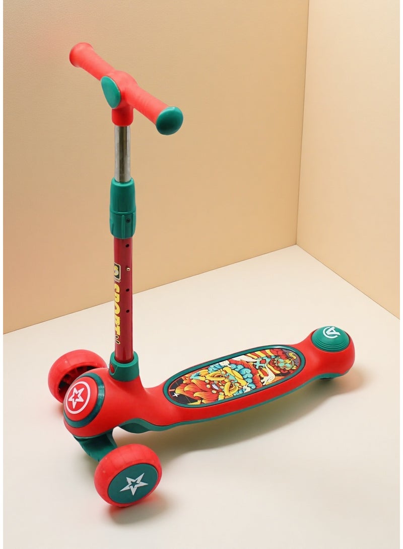 إيزي فيتشور سكوتر إيزي فيوتشر للأطفال من عمر 3 إلى 8 سنوات بإطار قابل للطي، ومقود قابل للتعديل، وعجلات بولي يوريثان LED، وفرامل خلفية، وموسيقى مدمجة - Image 1