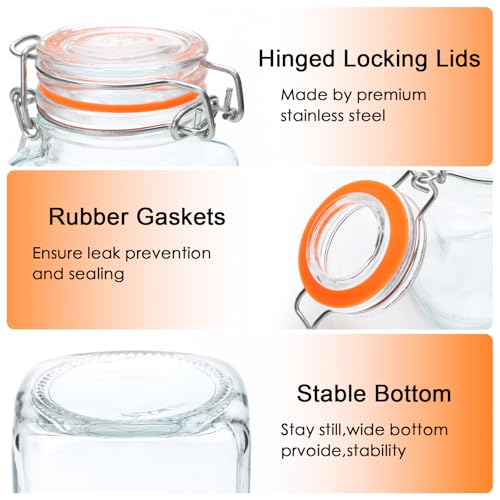 Encheng 4 oz Glass Jars With Airtight Lids And Leak Proof Rubber Gasket,Small Mason Jars With Hinged Lids For Kitchen, Mini Spice Jars With Twine And Tags Labeling 30 Pack - Image 3