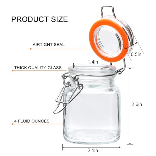 Encheng 4 oz Glass Jars With Airtight Lids And Leak Proof Rubber Gasket,Small Mason Jars With Hinged Lids For Kitchen, Mini Spice Jars With Twine And Tags Labeling 30 Pack - Image 2