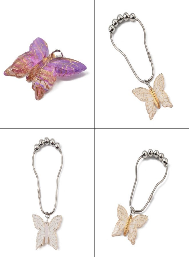 AuMoHall 12 Pieces Butterfly Shower Curtain Hooks for Bathroom Shower Rods, Colorful Butterflies Garden Themed Bathroom Decorations, Stainless Steel Rustproof Shower Curtain Rings Set (Butterfly) - Image 4