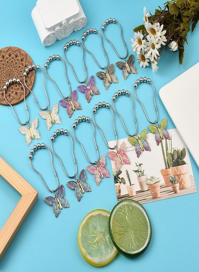 AuMoHall 12 Pieces Butterfly Shower Curtain Hooks for Bathroom Shower Rods, Colorful Butterflies Garden Themed Bathroom Decorations, Stainless Steel Rustproof Shower Curtain Rings Set (Butterfly) - Image 5